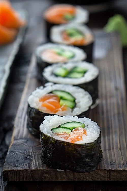 elaboracion de sushi de salmon