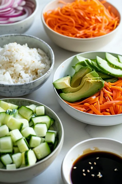 ingredientes para hacer sushi vegetal