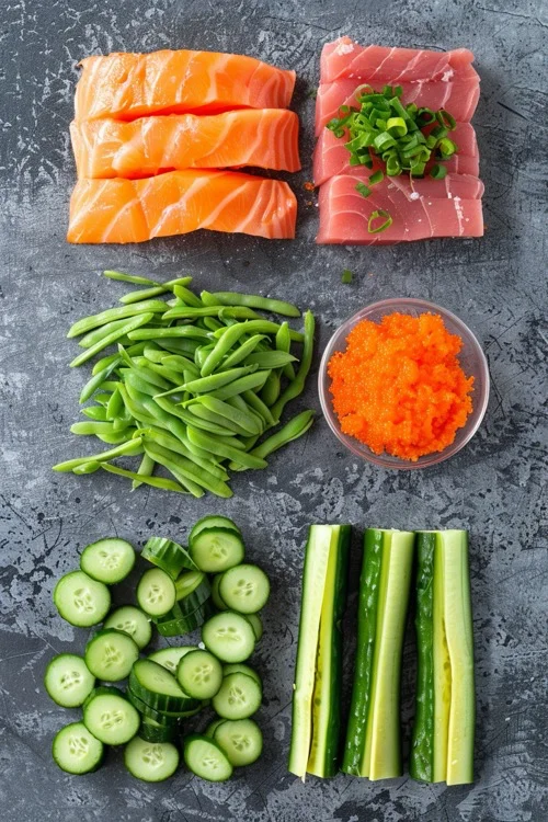 ingredientes relleno temaki sushi