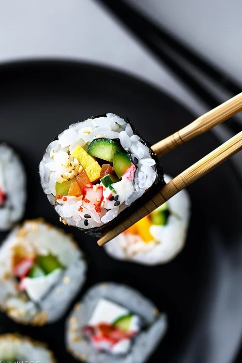primer plano de sushi vegetal